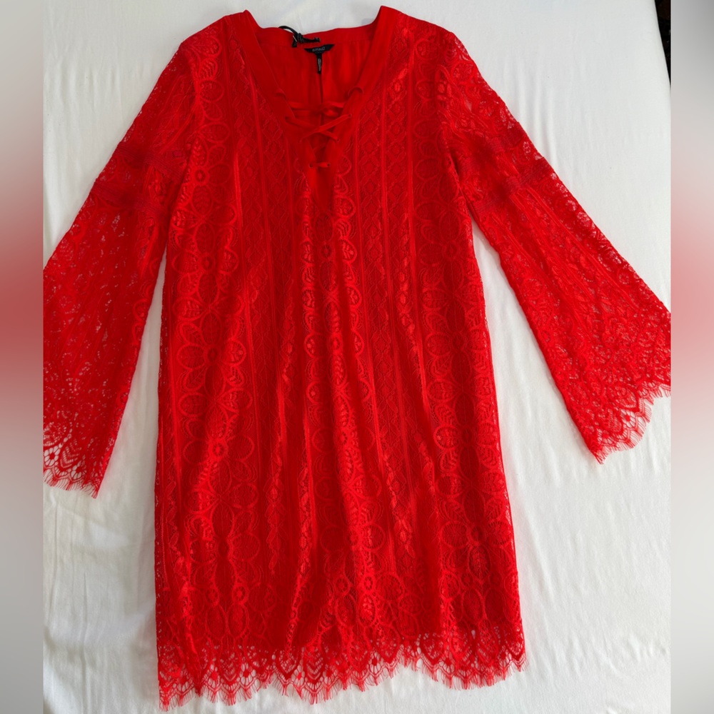 David Bitton Dress red lace size PS NWT - Picture 8 of 16
